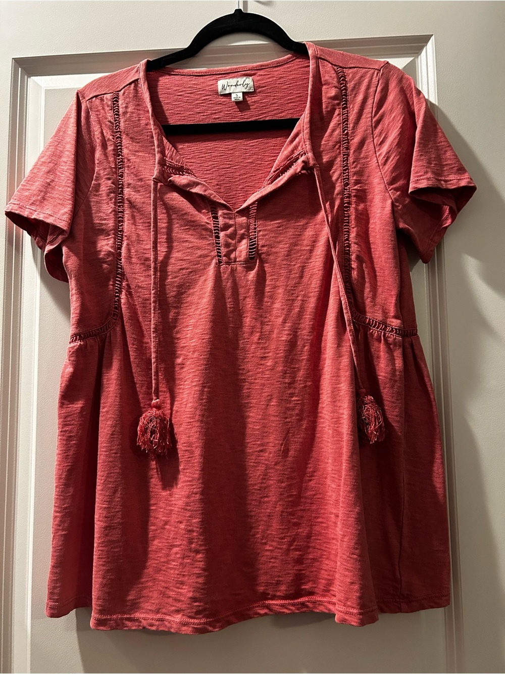 Wonderly Coral Tie-Front Top